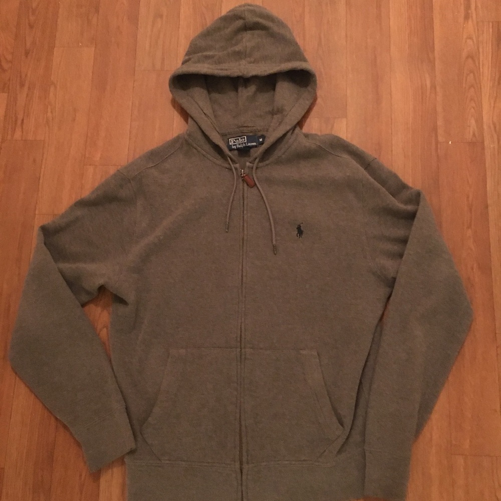 Grey polo zip up hoodie